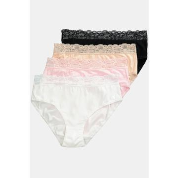 Culottes, lot de 4, avec ceinture en dentelle