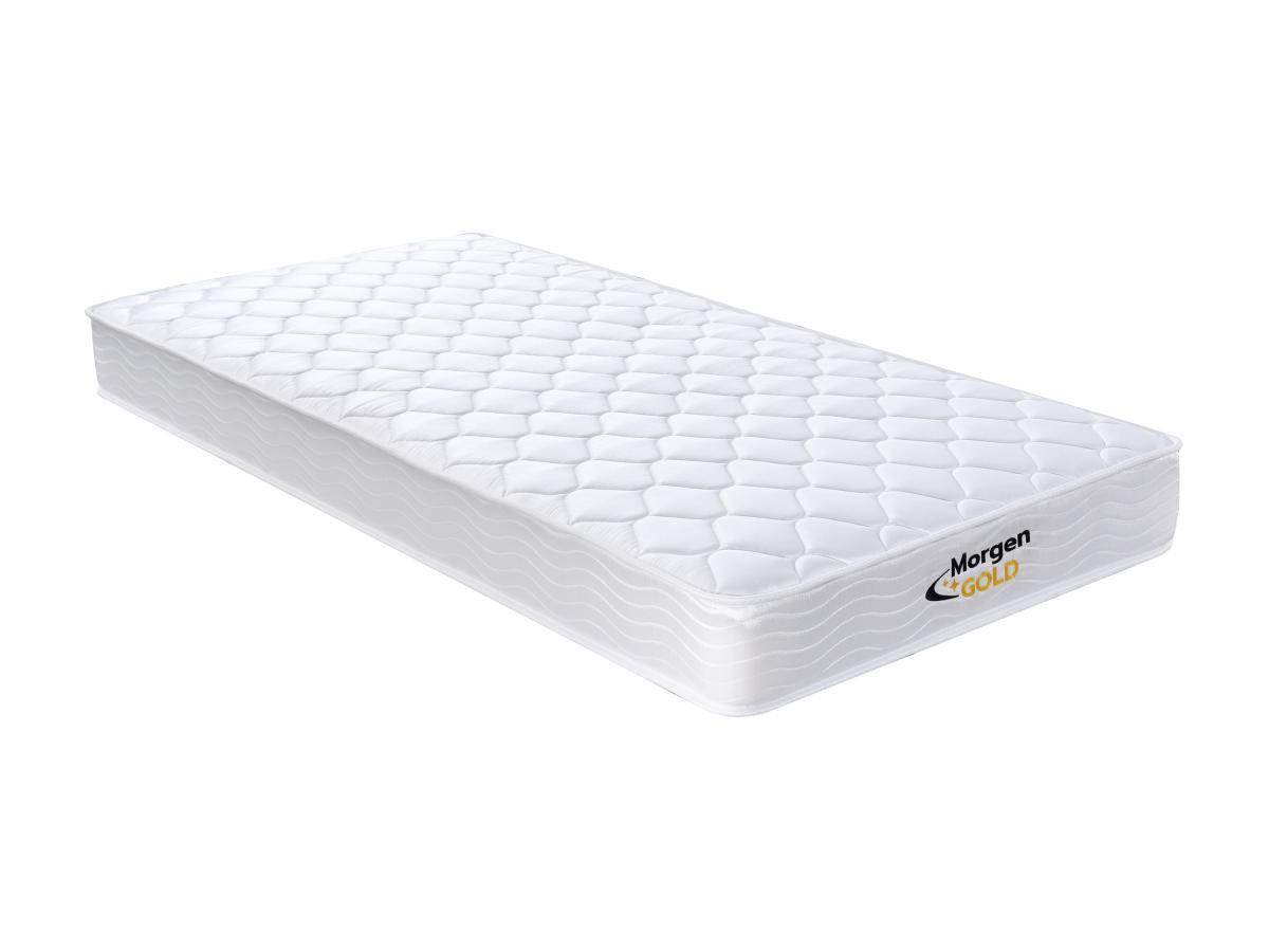 Vente-unique Ensemble 90 x 190 cm sommier coffre blanc + matelas ressorts et mémoire de forme ép.15cm - WOLKENLOS de MORGENGOLD  