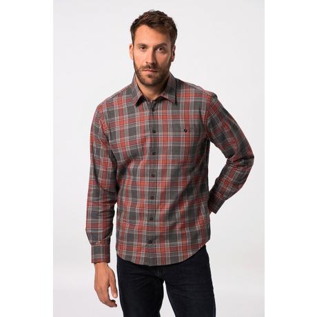 JP1880  Chemise en flanelle coupe Modern à carreaux, manches longues et col Kent 