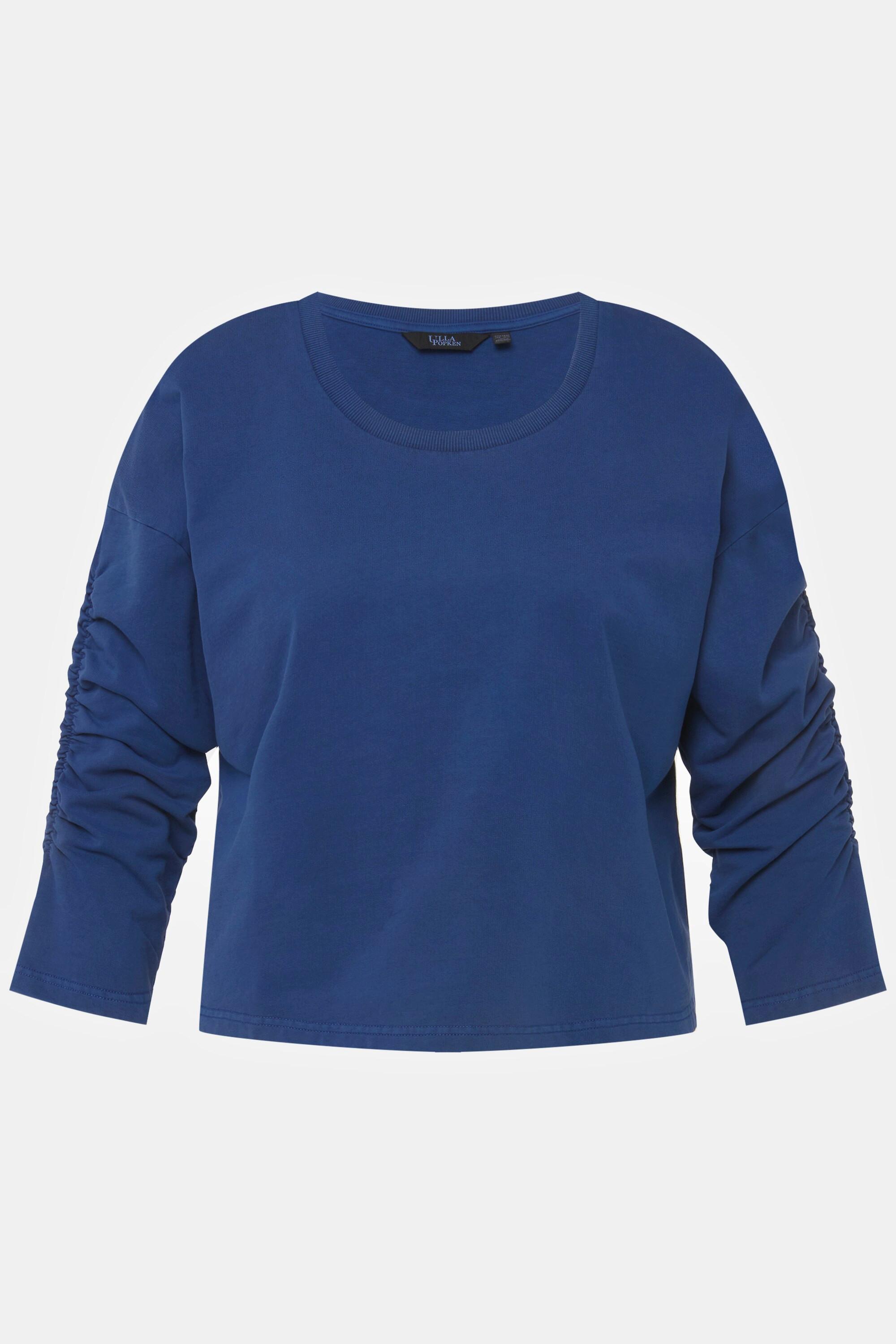 Ulla Popken  Sweat-shirt court et oversized. Col rond, manches 3/4. 