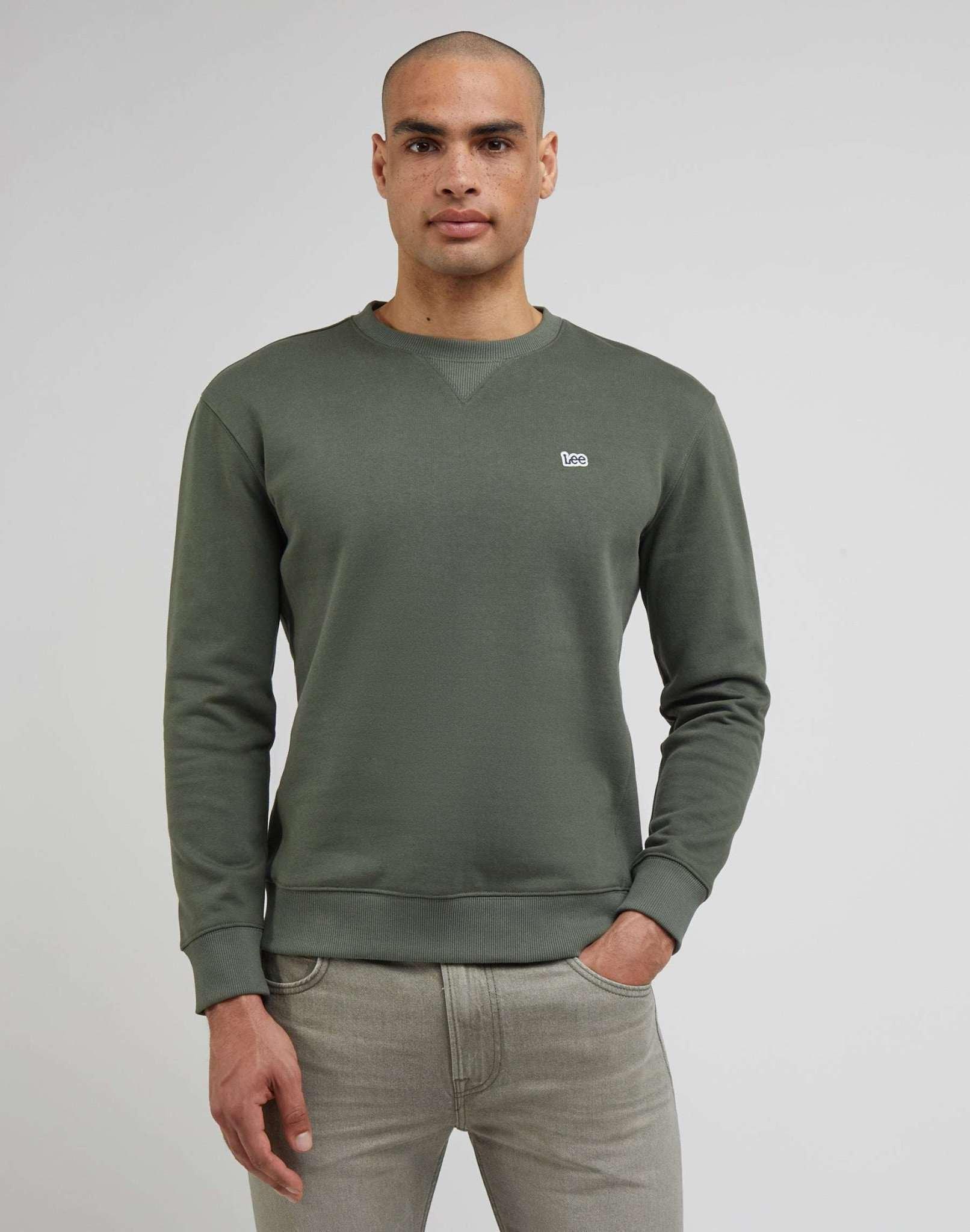 Image of Sweatshirts Plain Crew Sweatshirt Herren Grün XL