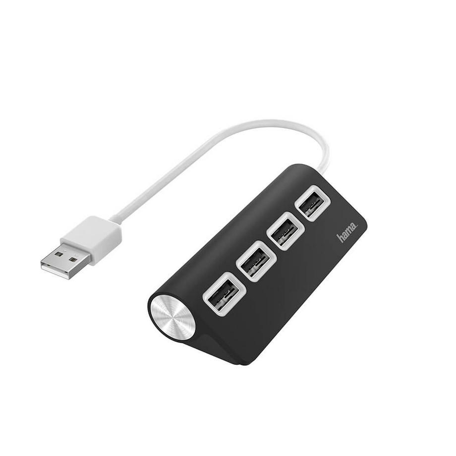HAMA Hub USB-A 2.0 4x Ports 480 Mbit/s Schwarz