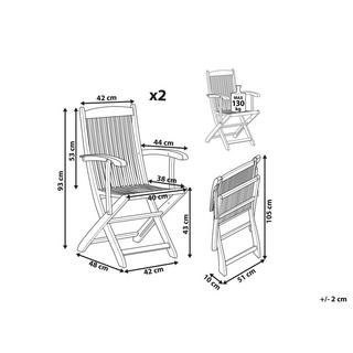 Beliani Lot de 2 chaises en Acacia Traditionnel MAUI  