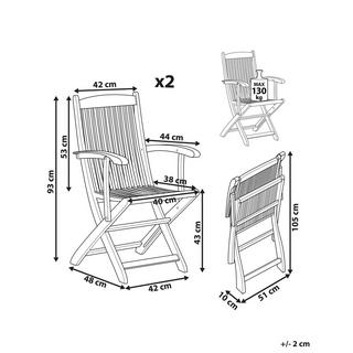 Beliani Lot de 2 chaises de jardin en Acacia Traditionnel MAUI  