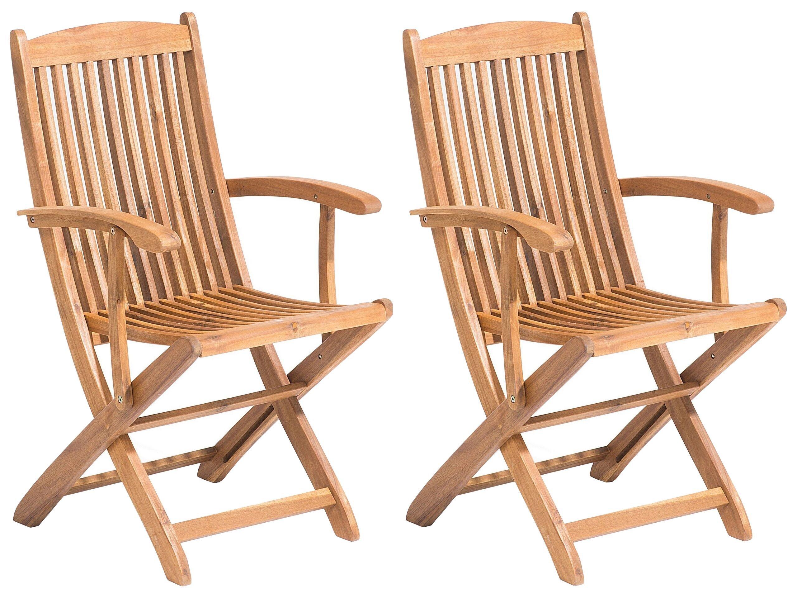 Beliani Lot de 2 chaises en Acacia Traditionnel MAUI  