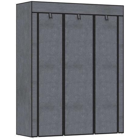Northio Armoire en tissu, armoire avec tringles à vêtements, 8 niveaux, armoire pliante, armoire pliable pour chambre à coucher, couloir, tissu non tissé, gris foncé, 125 x 43 x 162,5 cm Aosom  