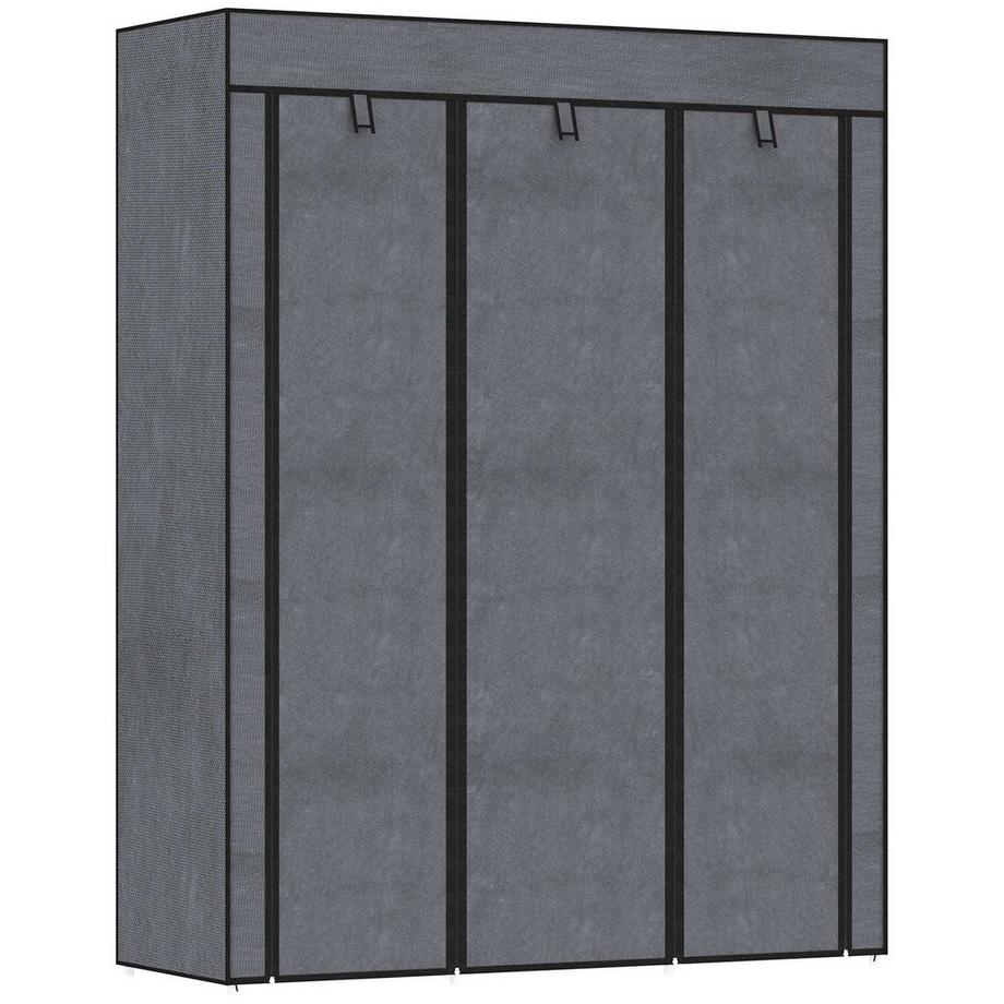 Northio Stoffschrank, Kleiderschrank mit Kleiderstangen, 8 Ebenen, Faltschrank, Faltbare Garderobe für Schlafzimmer, Flur, Vliesstoff, Dunkelgrau, 125 x 43 x 162,5 cm Aosom  