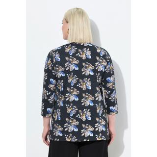 Ulla Popken A-Linie V-Ausschnitt 3/4-Arm Blumen Shirt  