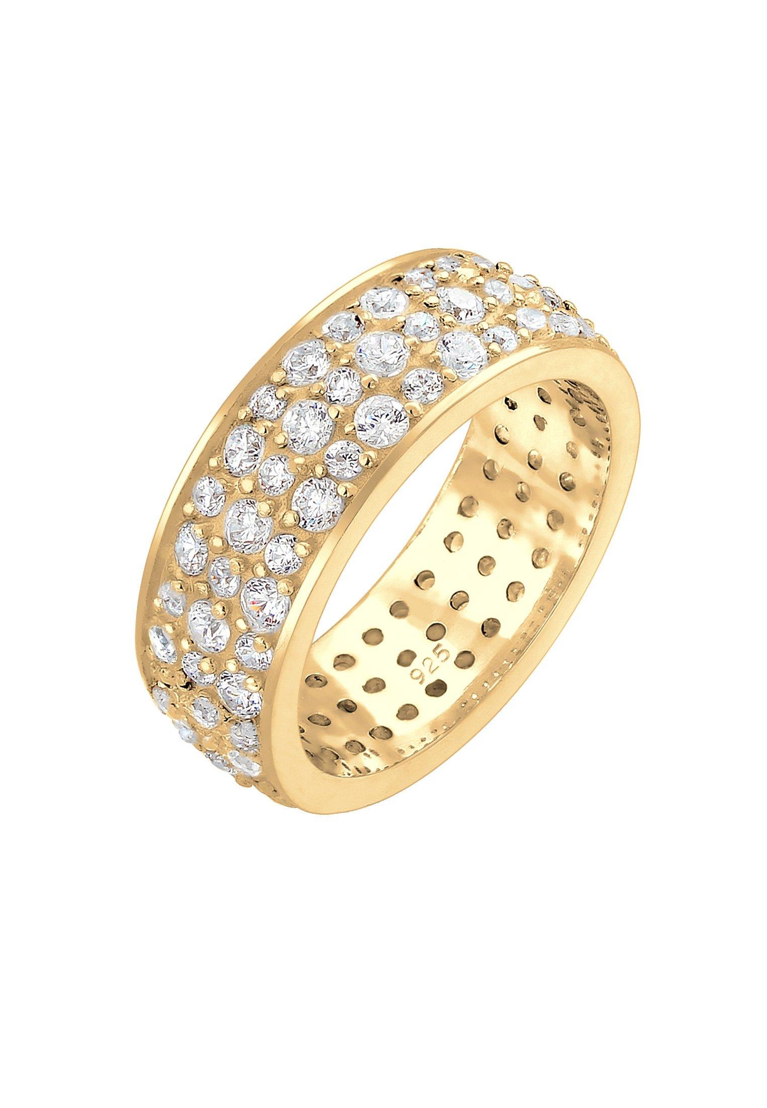 Image of Ring Bandring Microsetting Zirkonia Kristall Damen Gold 58mm