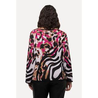 Ulla Popken Animalmuster U-Boot-Ausschnitt Langarm Pullover  