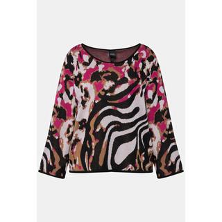 Ulla Popken Animalmuster U-Boot-Ausschnitt Langarm Pullover  