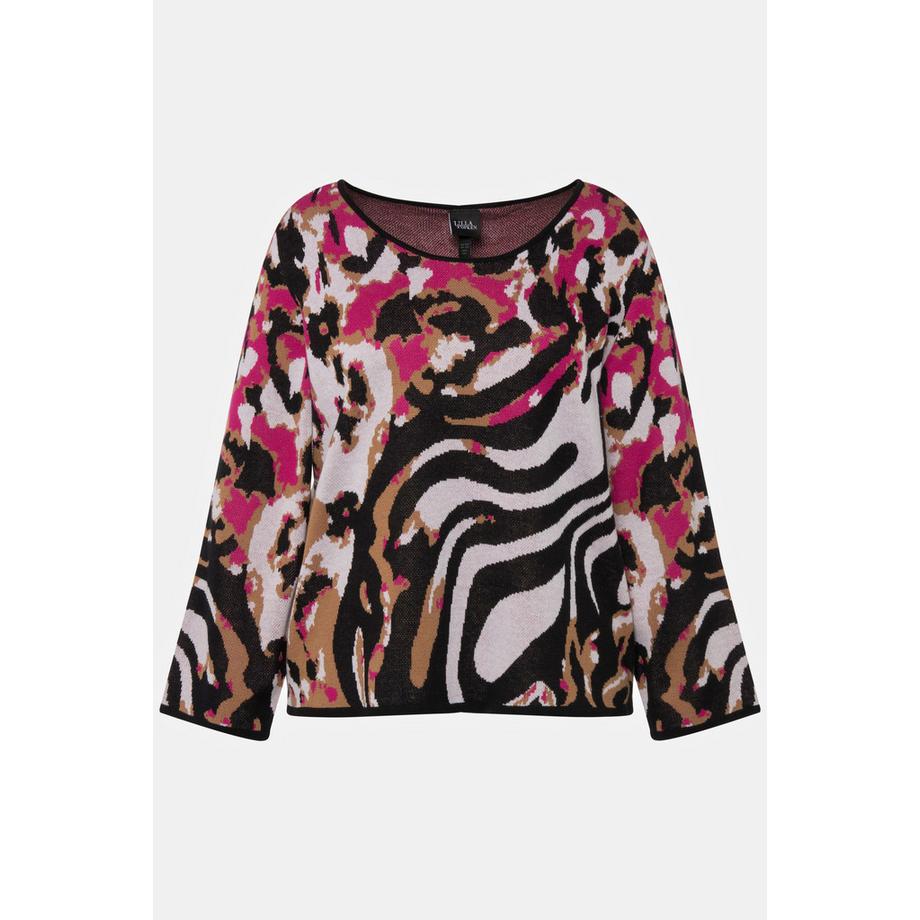 Ulla Popken Maglione Scollo a Barca Maniche Lunghe Fantasia Animalier  