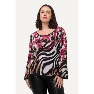 Ulla Popken Animalmuster U-Boot-Ausschnitt Langarm Pullover  