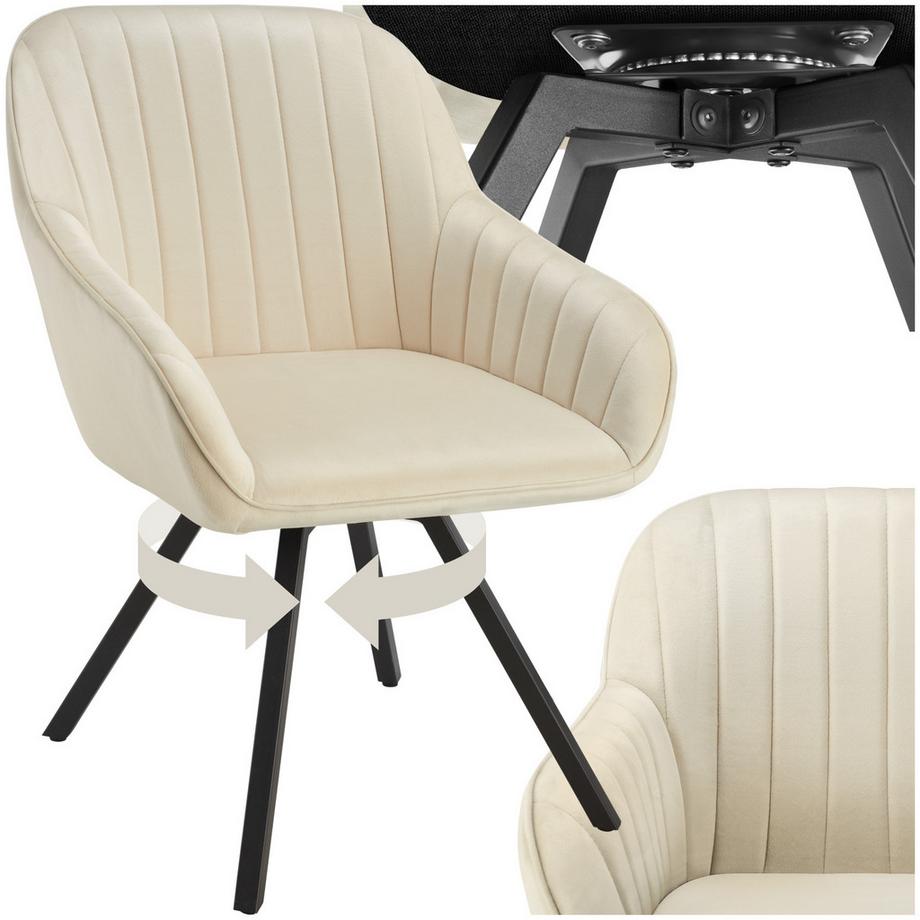 Tectake Sedia girevole con braccioli Snug  imbottito, in effetto velluto  