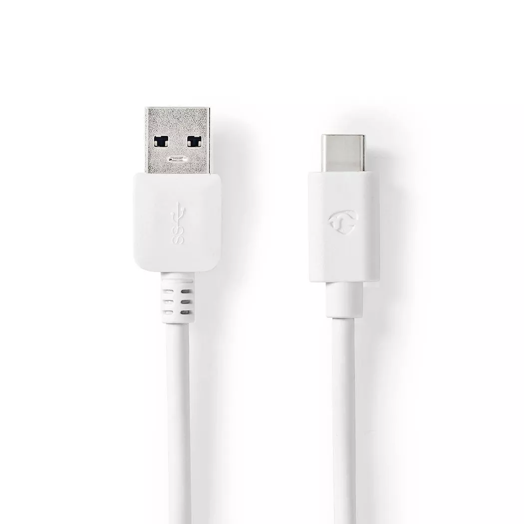 Nedis USB Cable | USB 3.2 Gen 2 | USB-A Male | USB-C™ Male | 60 W | 10 Gbps | Nickel Plated | 1.00 m | Round | PVC | White | Box