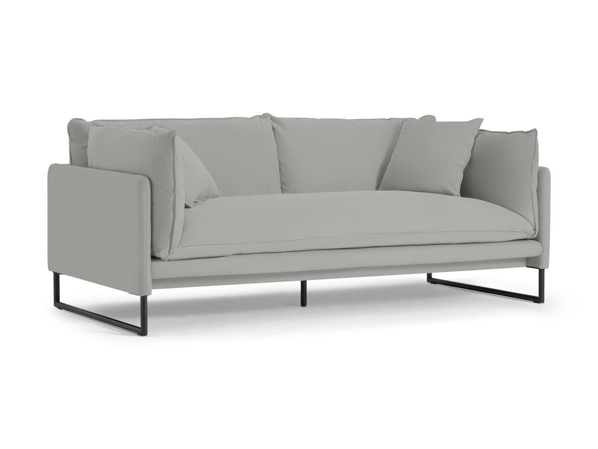 Vente-unique Sofa 3-Sitzer - Baumwolle & Leinen - Hellgrau - MIROSE  