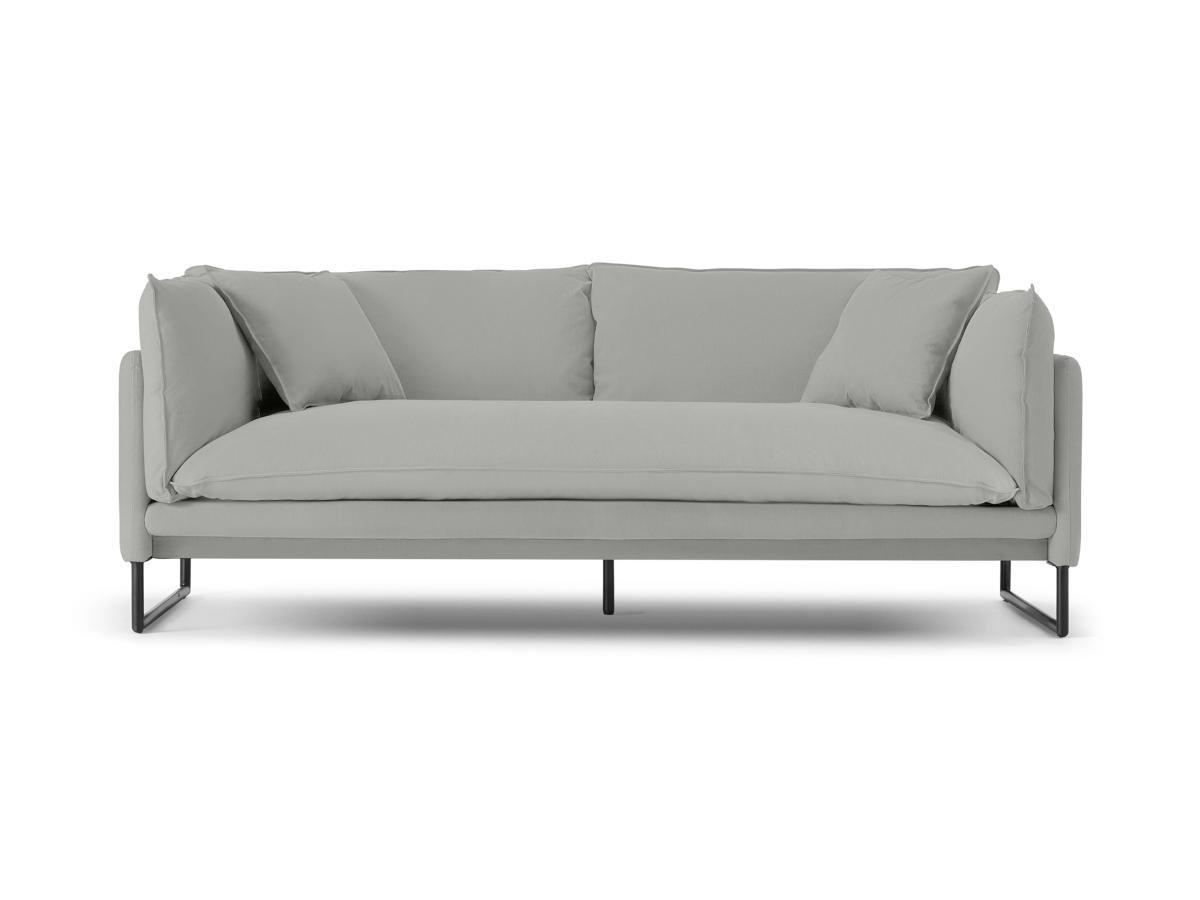 Vente-unique Sofa 3-Sitzer - Baumwolle & Leinen - Hellgrau - MIROSE  