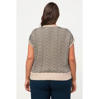 Ulla Popken  Gilet smanicato di cotone biologico con scollo a V e lavorazione 