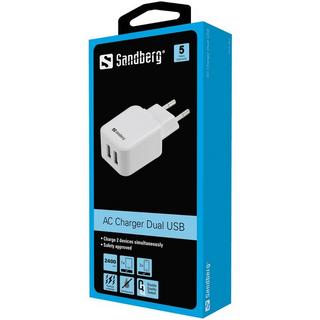 Sandberg  AC Charger Dual USB 2.4+1A EU 