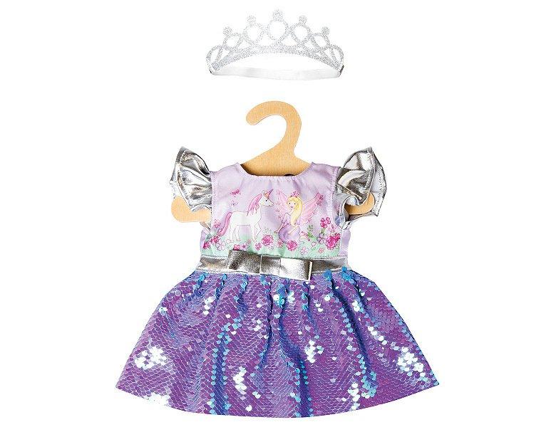 Image of Kleid Fee und Einhorn mit Wendepailletten und silberne Krone (28-35cm)