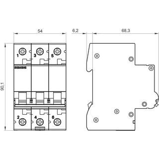 Siemens  Disjoncteur LS 400V 10kA, à 3 pôles, B 20 A 