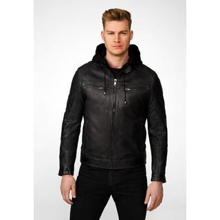 RICANO  Veste en cuir pour homme Fabio avec capuche amovible et col montant 