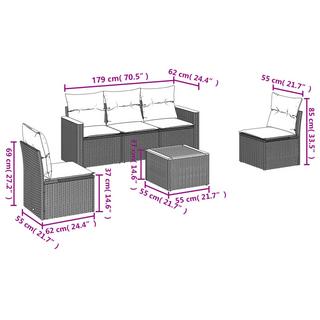 VidaXL Ensemble de canapés de jardin rotin synthétique  