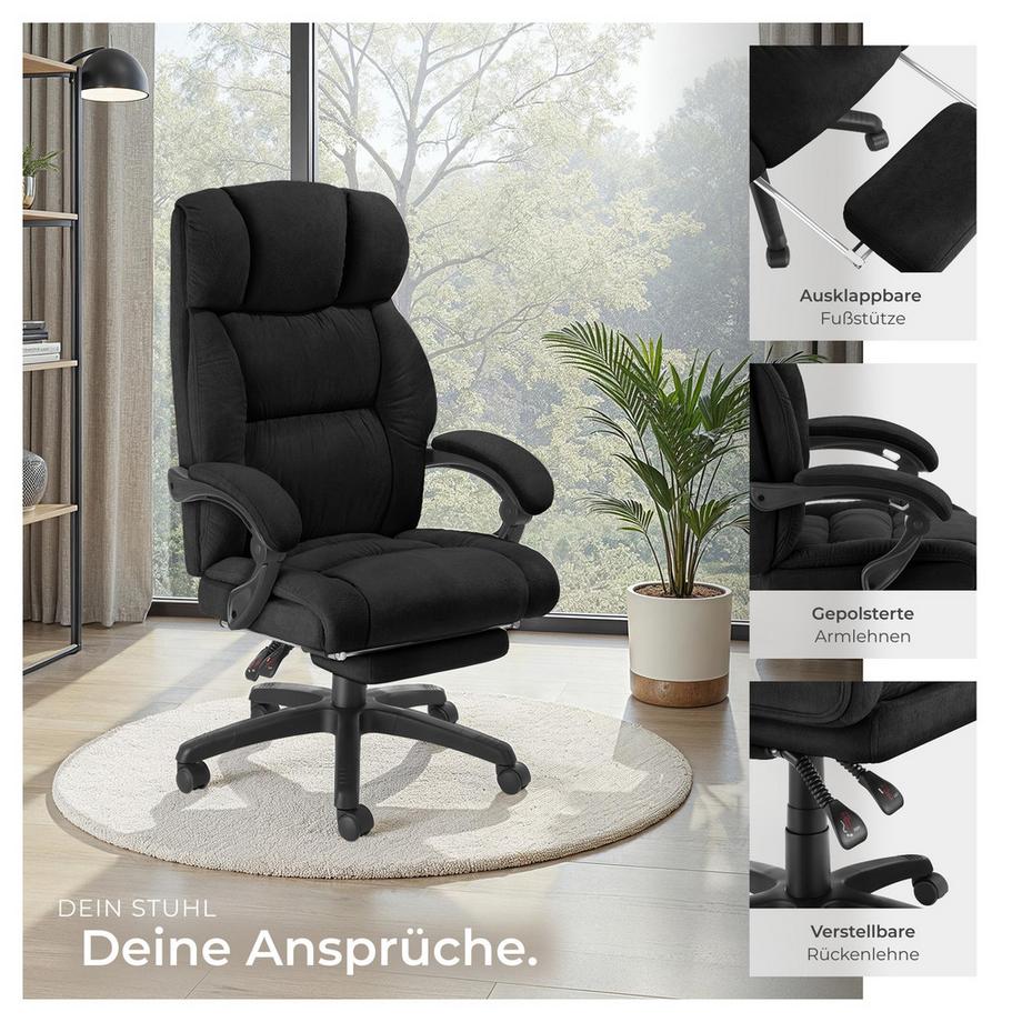 Tectake Chaise de bureau JILIEN épais rembourrage avec une housse en velours  