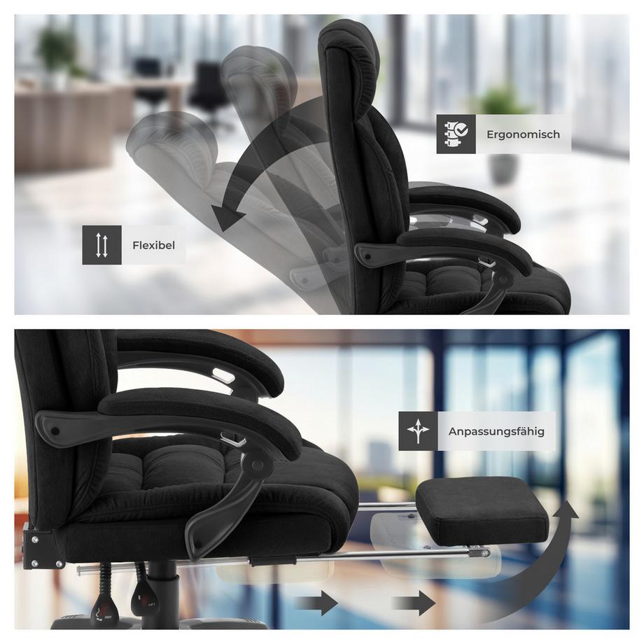 Tectake Chaise de bureau JILIEN épais rembourrage avec une housse en velours  