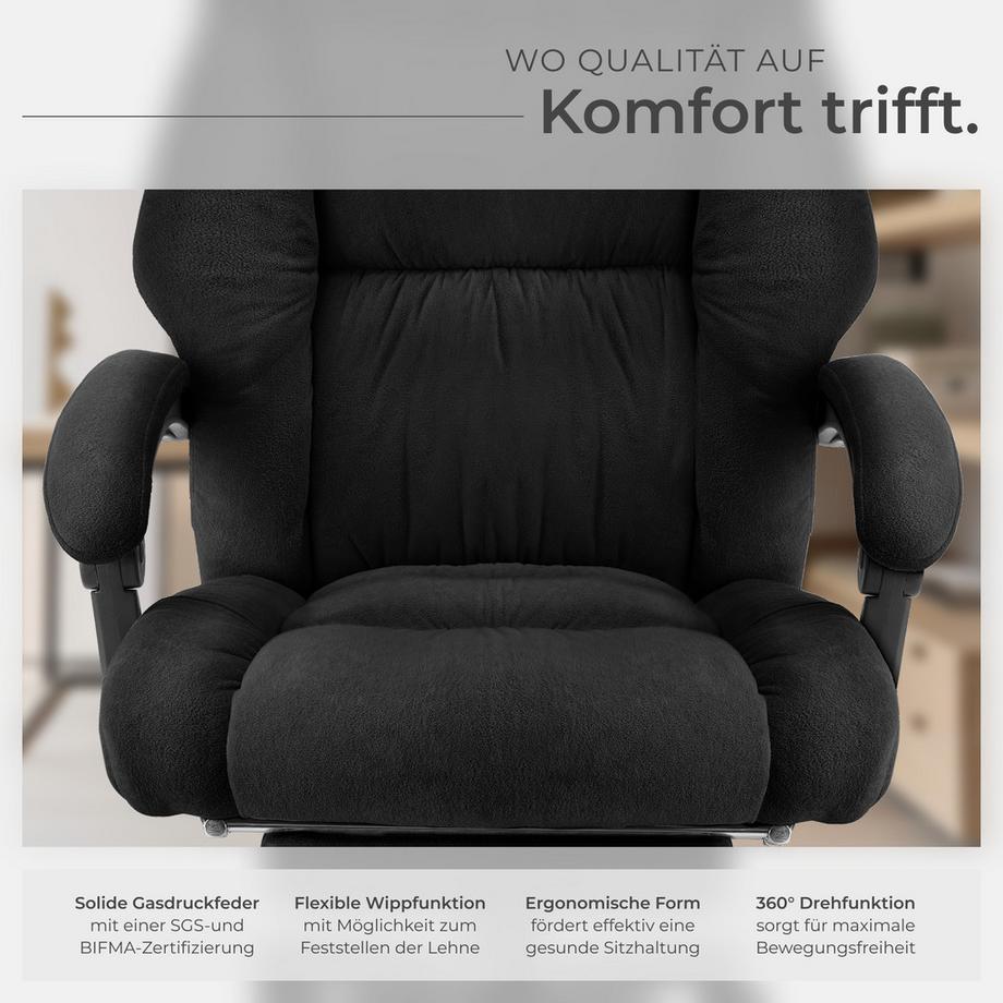 Tectake Chaise de bureau JILIEN épais rembourrage avec une housse en velours  