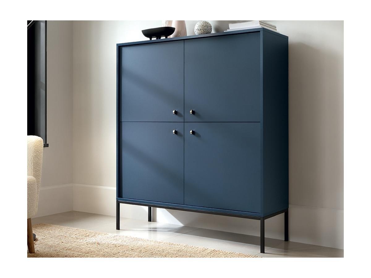 Vente-unique  Highboard mit 4 Türen - Blau - BOGDAN 