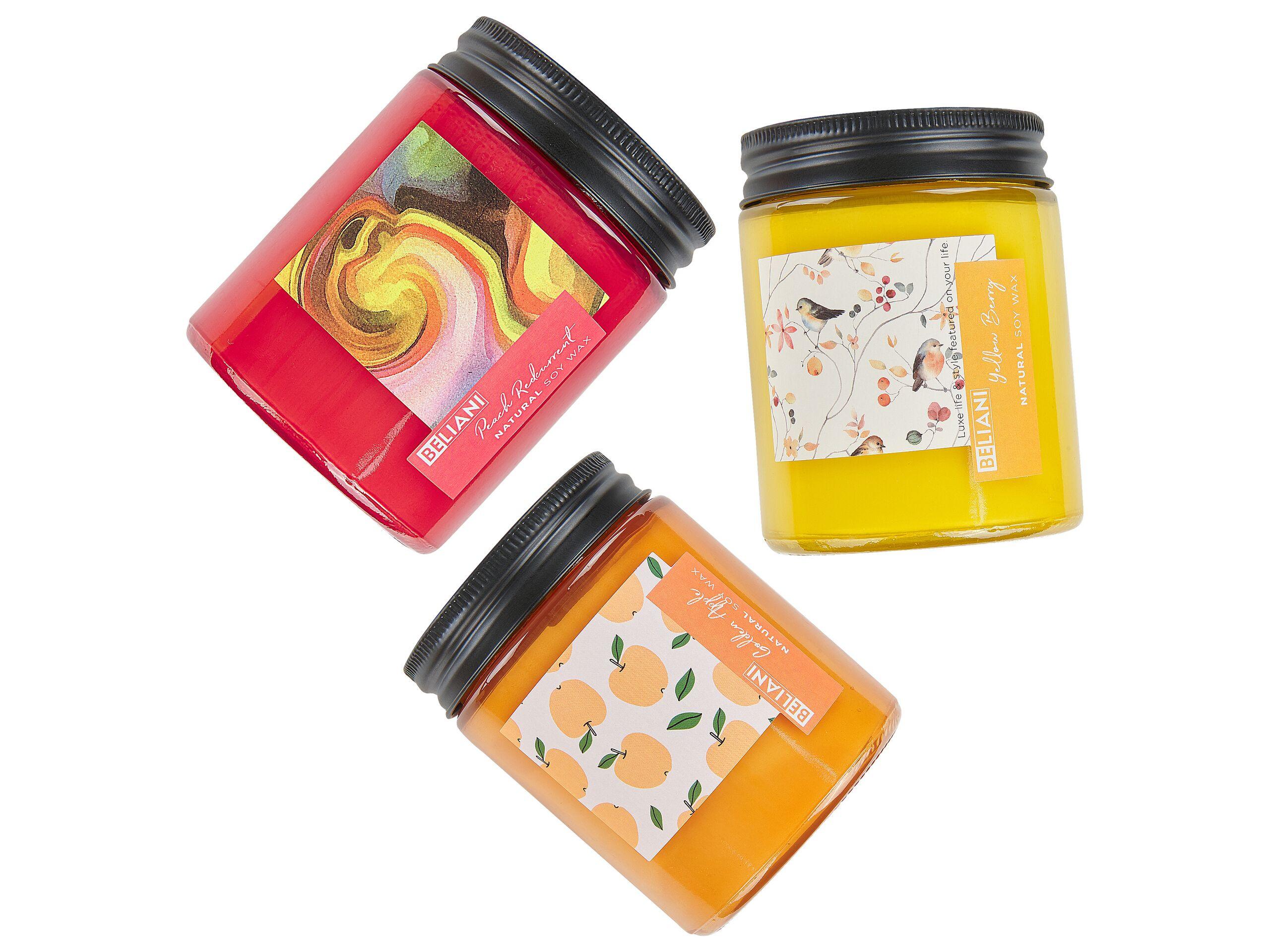 Beliani Set di 3 Candele Profumate en Cera di Soia FRUITY BLOOM  