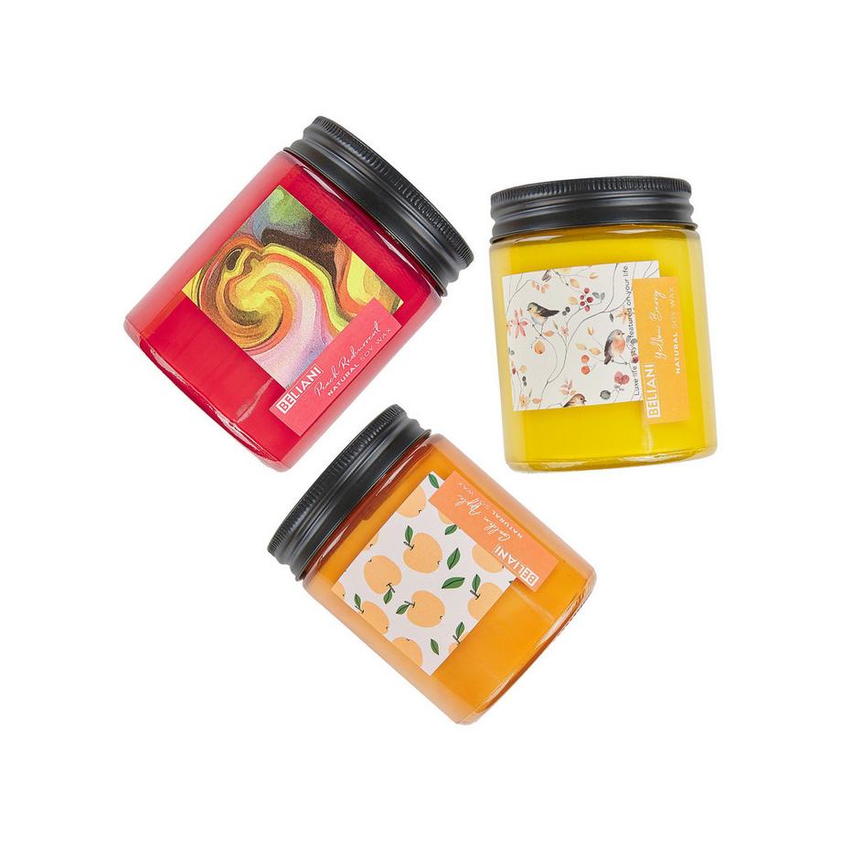 Beliani Duftkerzen 3er Set aus Sojawachs FRUITY BLOOM  