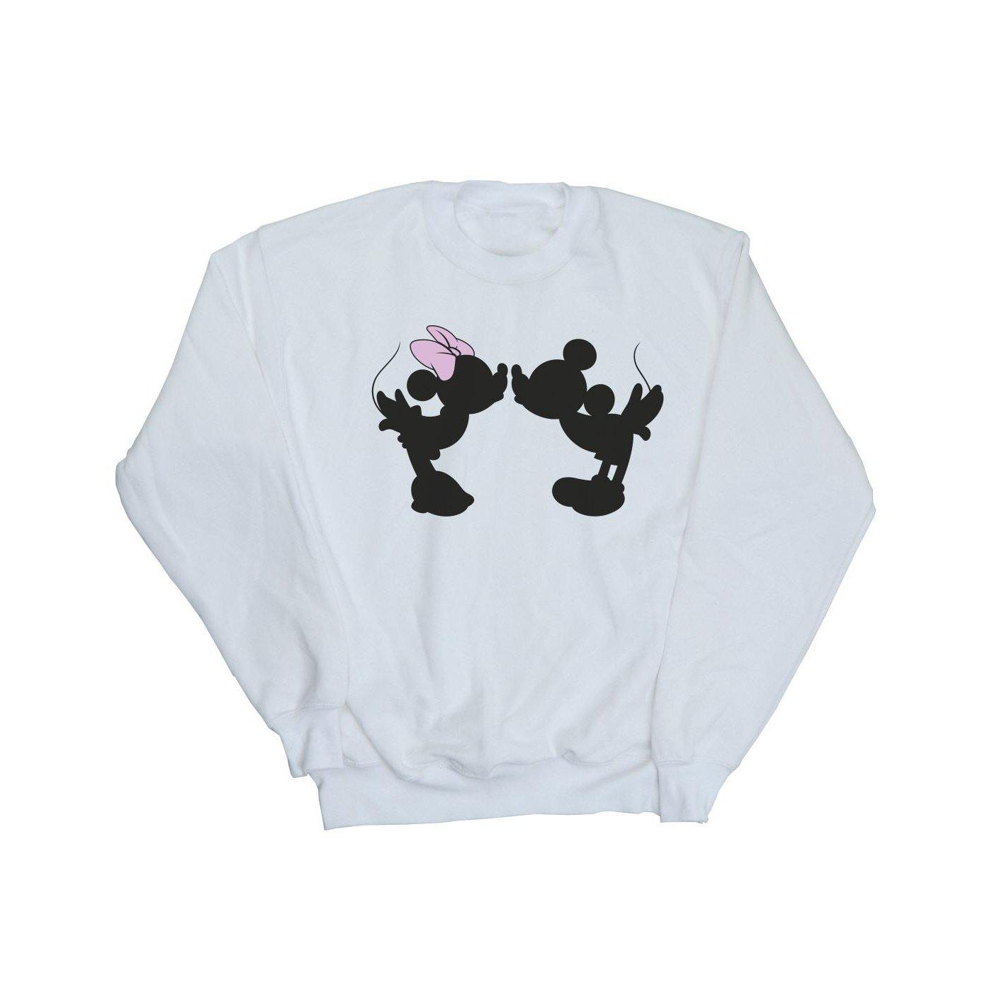 Image of Mickey Minnie Kiss Silhouette Sweatshirt Mädchen Weiss 104