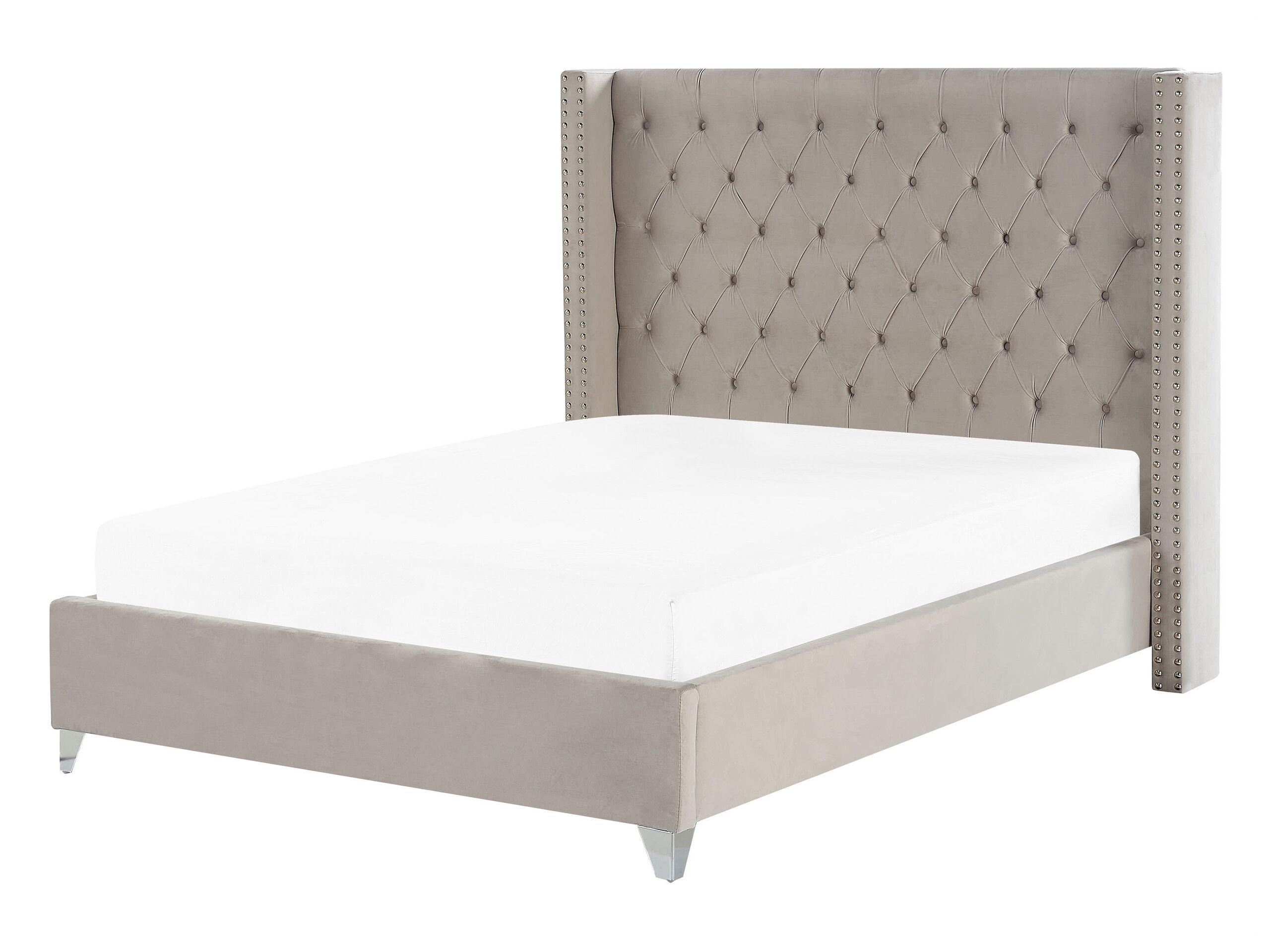 Image of Bett mit Lattenrost aus Samtstoff Retro LUBBON Bett mit Lattenrost aus Samtstoff Retro LUBBON