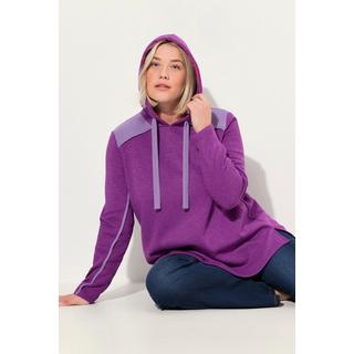 Ulla Popken  Sweat-shirt à capuche, tissu nid d'abeille, manches longues, coupe évasée 