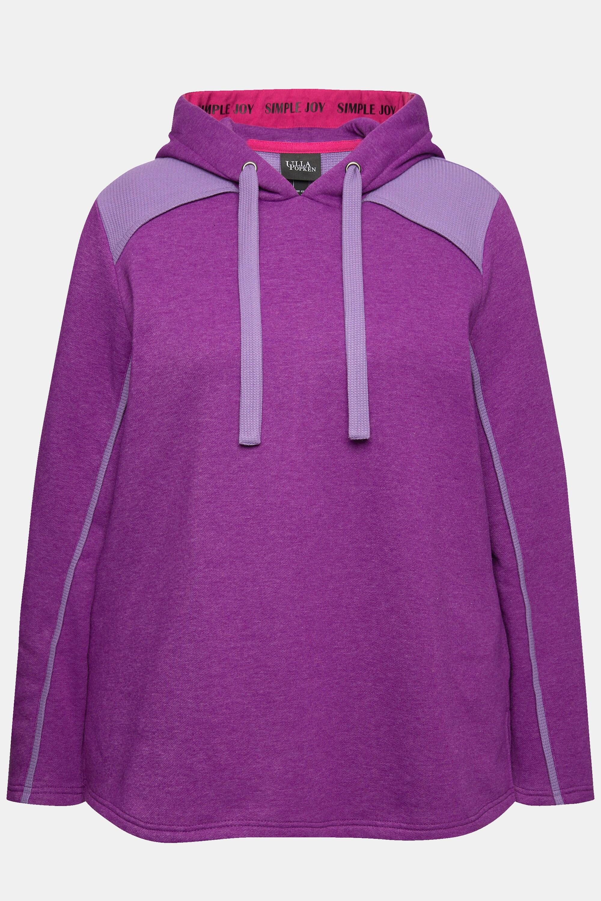 Ulla Popken  Hoodie, Waffelpikee, A-Linie, Kapuze, Langarm 