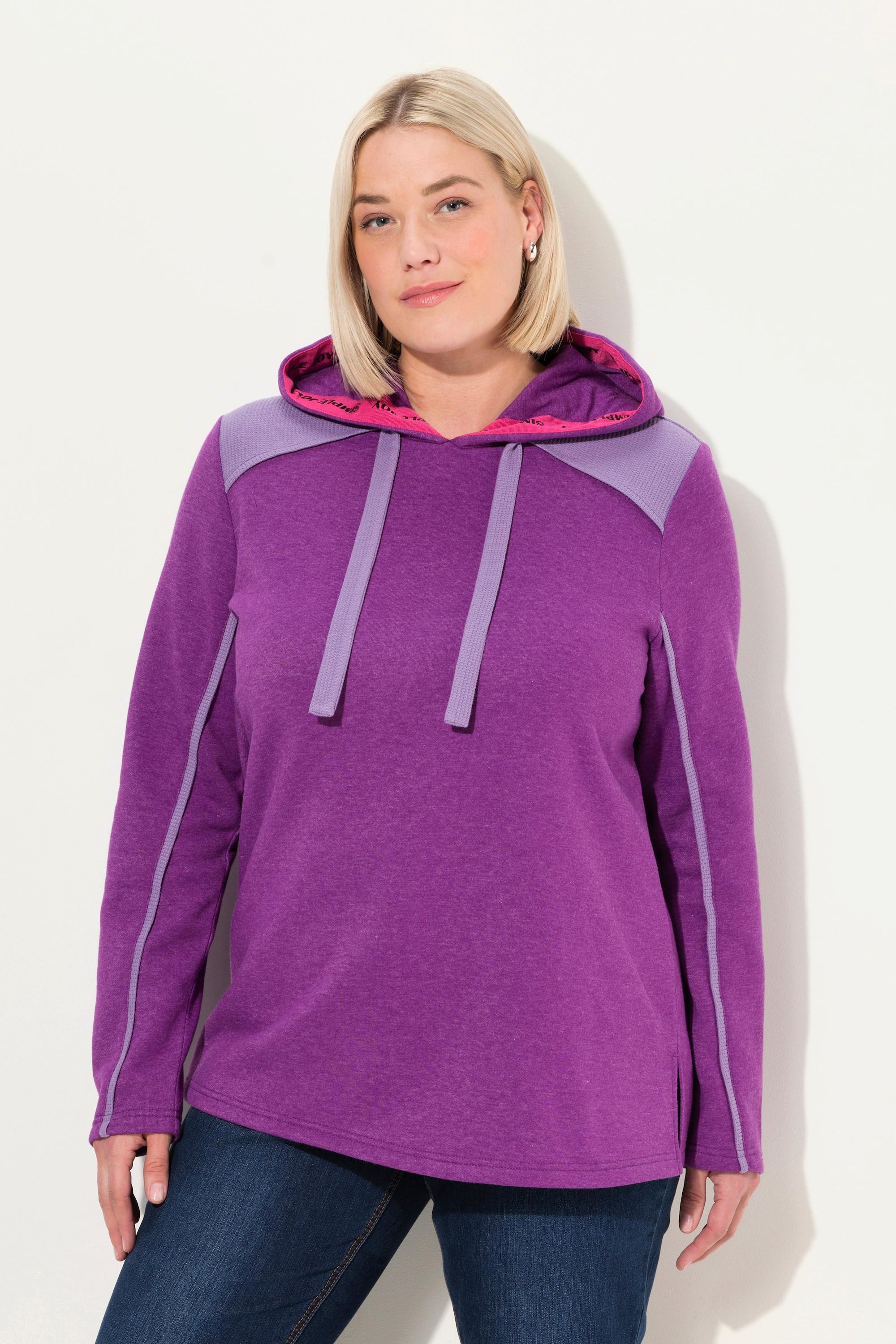 Ulla Popken  Hoodie, Waffelpikee, A-Linie, Kapuze, Langarm 