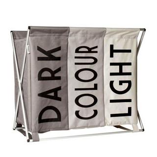 eStore Elegante portabiancheria in tre parti - grigio  