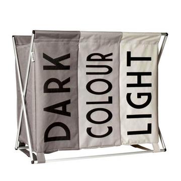 Stilvoller Wäschekorb in drei Teilen - Grau