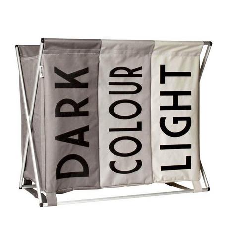 eStore Elegante portabiancheria in tre parti - grigio  