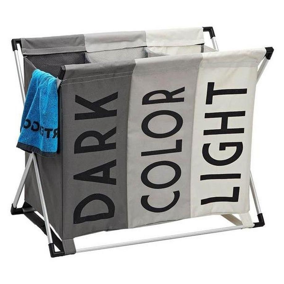 eStore Panier à Linge Élégant en Trois Parties - Gris  