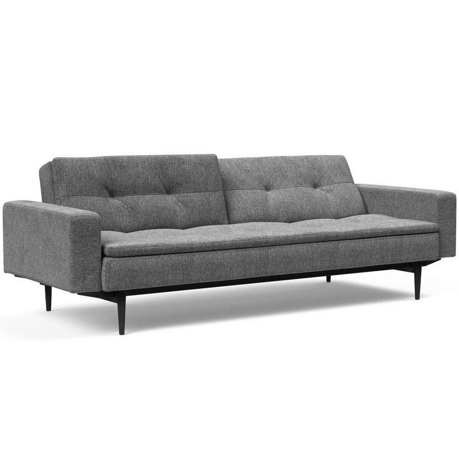 mutoni Canapé-lit Dublexo Styletto Black Wood avec accoudoirs - Twist Charcoal  