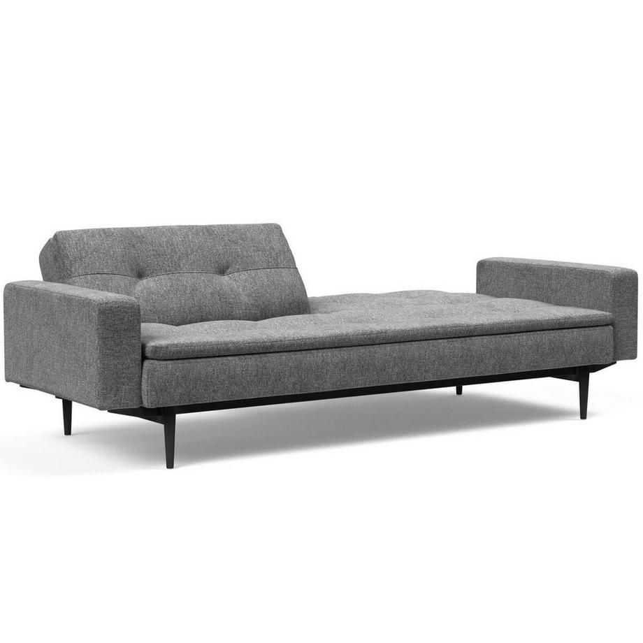 mutoni Canapé-lit Dublexo Styletto Black Wood avec accoudoirs - Twist Charcoal  