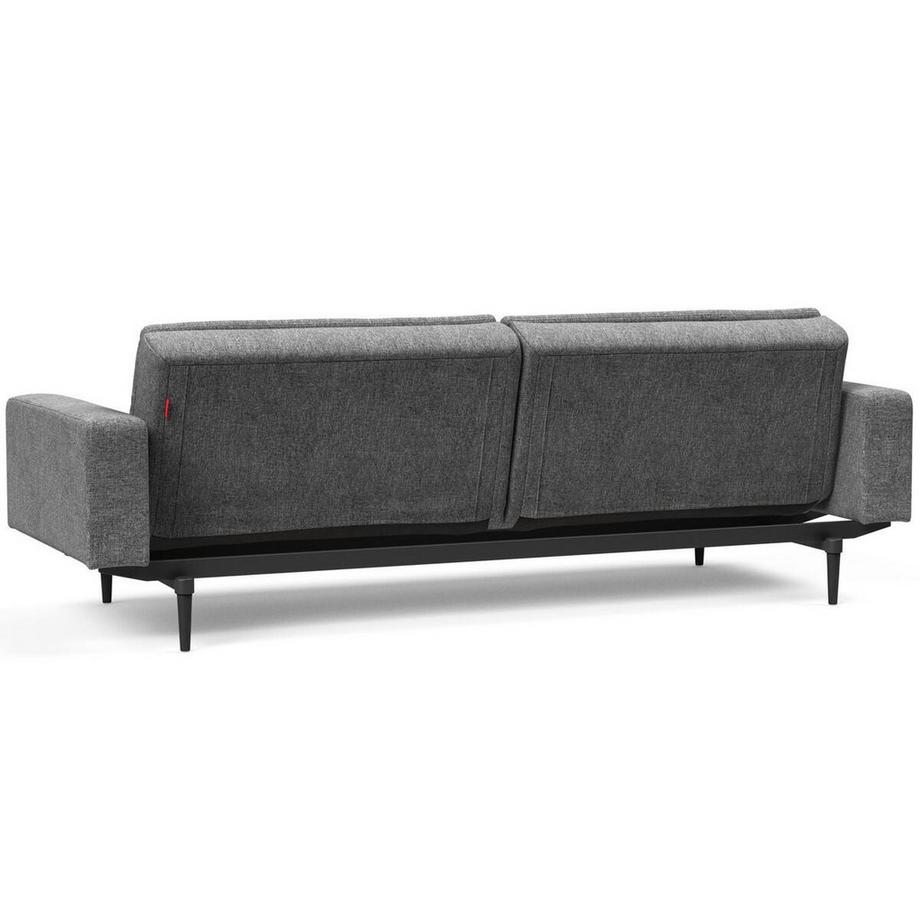 mutoni Canapé-lit Dublexo Styletto Black Wood avec accoudoirs - Twist Charcoal  