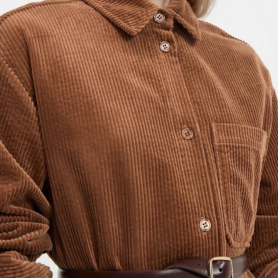 La Redoute Collections Abito midi in velluto a coste taglio dritto  