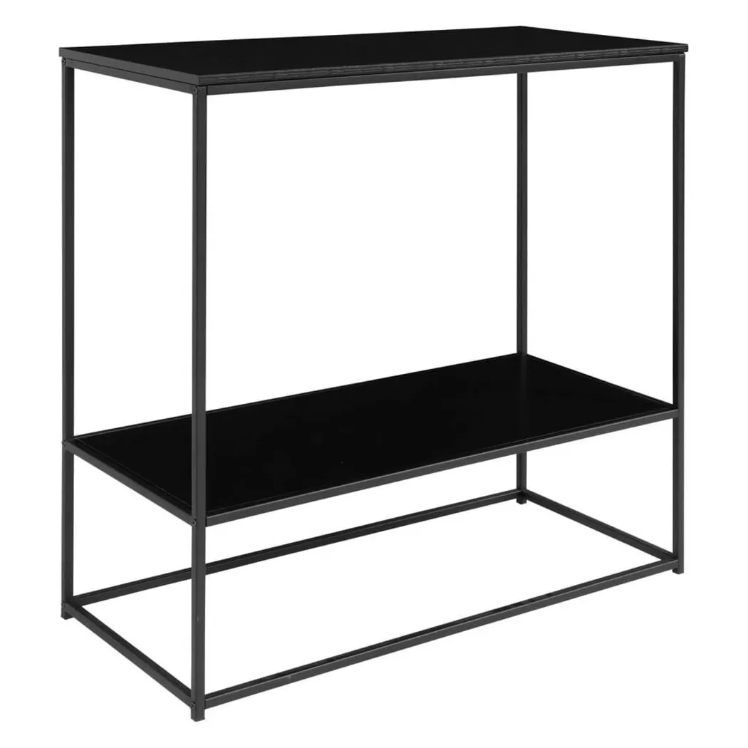 Console 2 étagères en bois et métal - Noir - vita