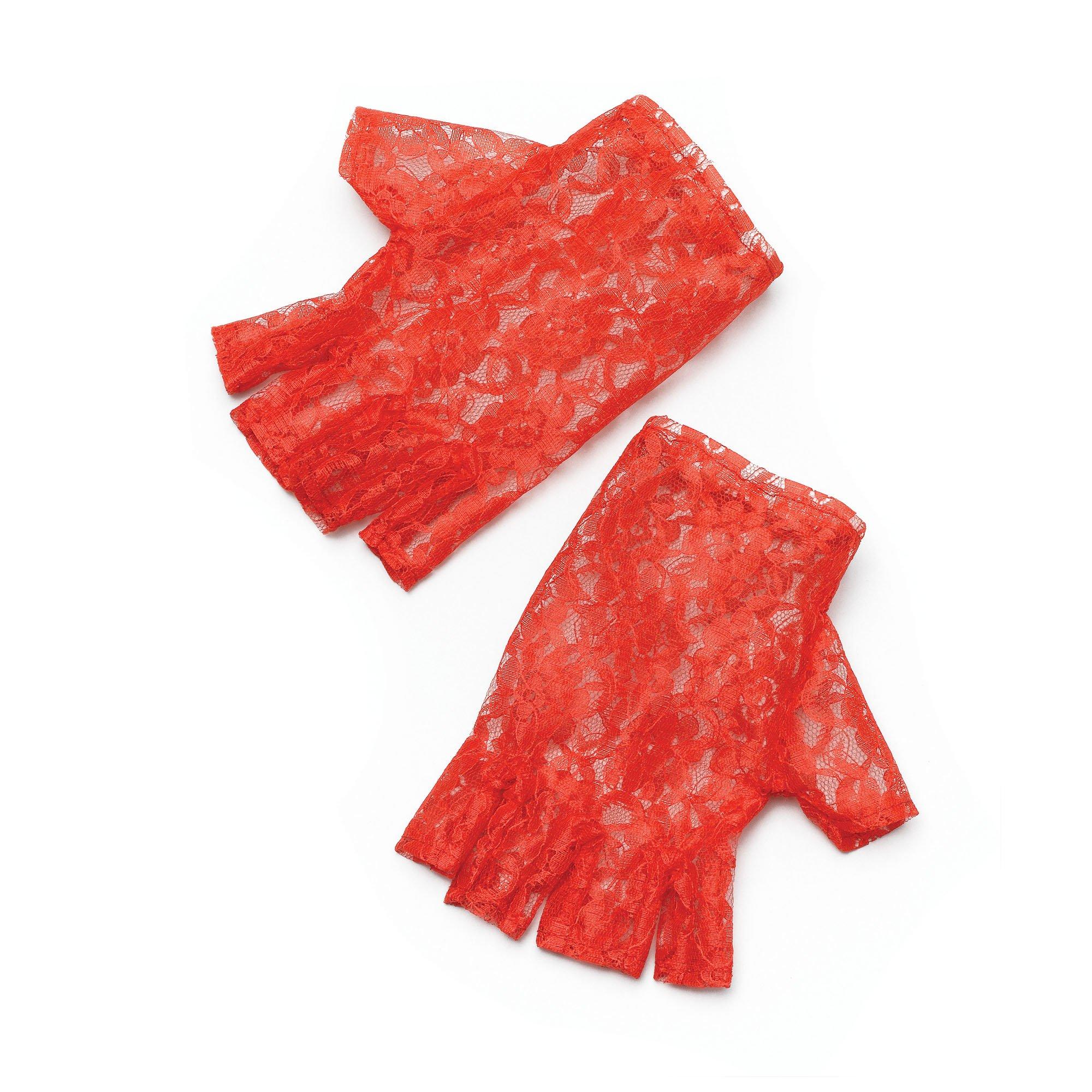 Image of Spitzenhandschuhe, fingerlos (1 Paar) Rot Bunt