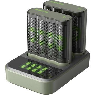 Chargeur modèle USB GP M452 (2 pièces), avec 8 piles rechargeables RECYKO AA 2600 mAh USB et station