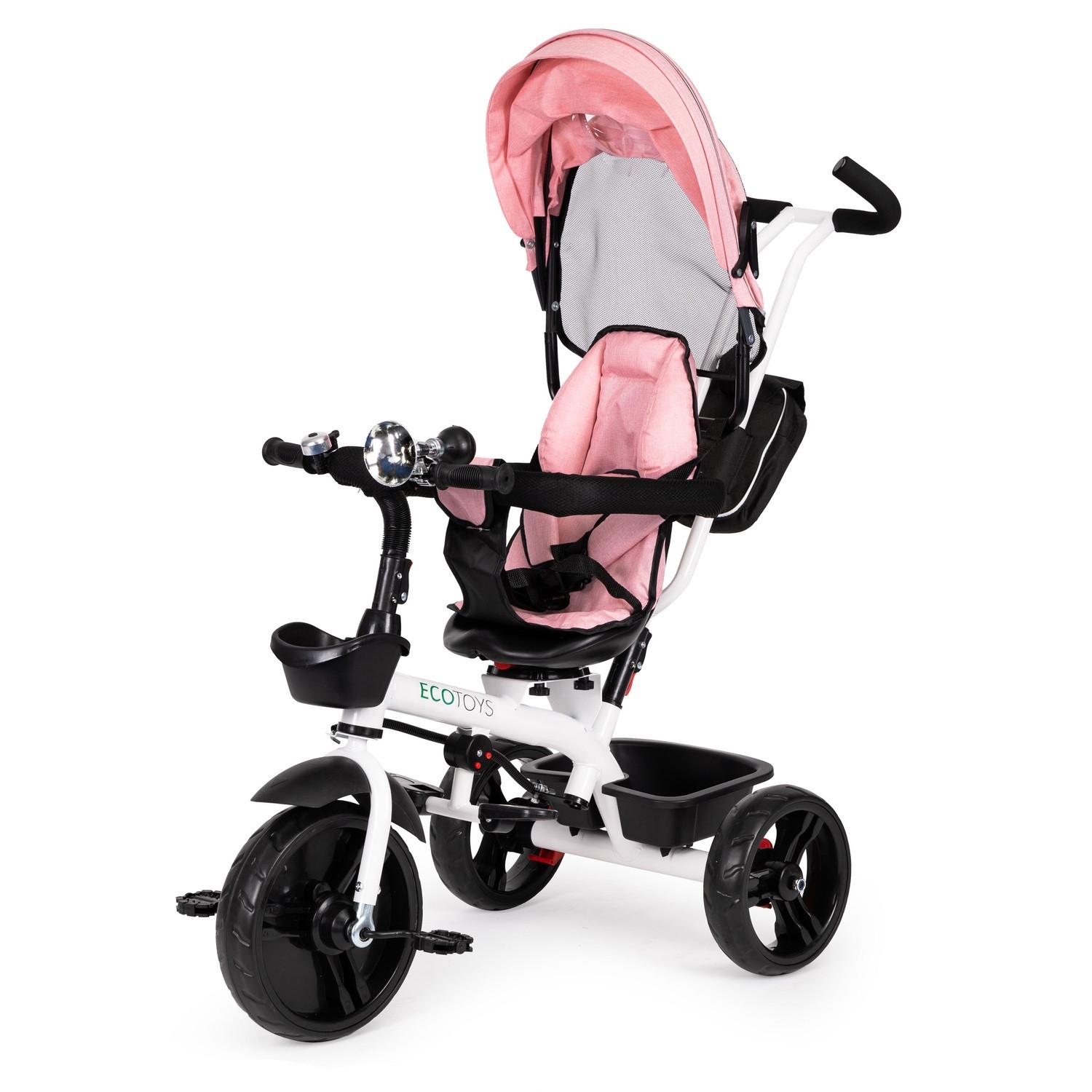 Northix  Passeggino triciclo 360* sedile girevole Rosa 